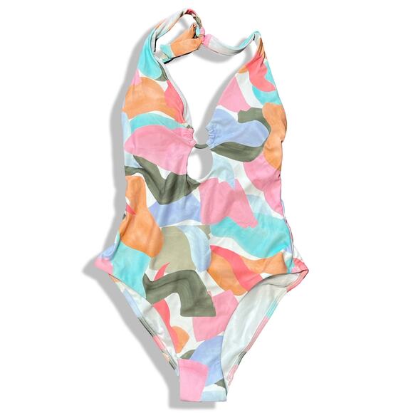 Sea Level women's tie neck keyhole halter one piece new size 6 multicolor - Picture 1 of 6
